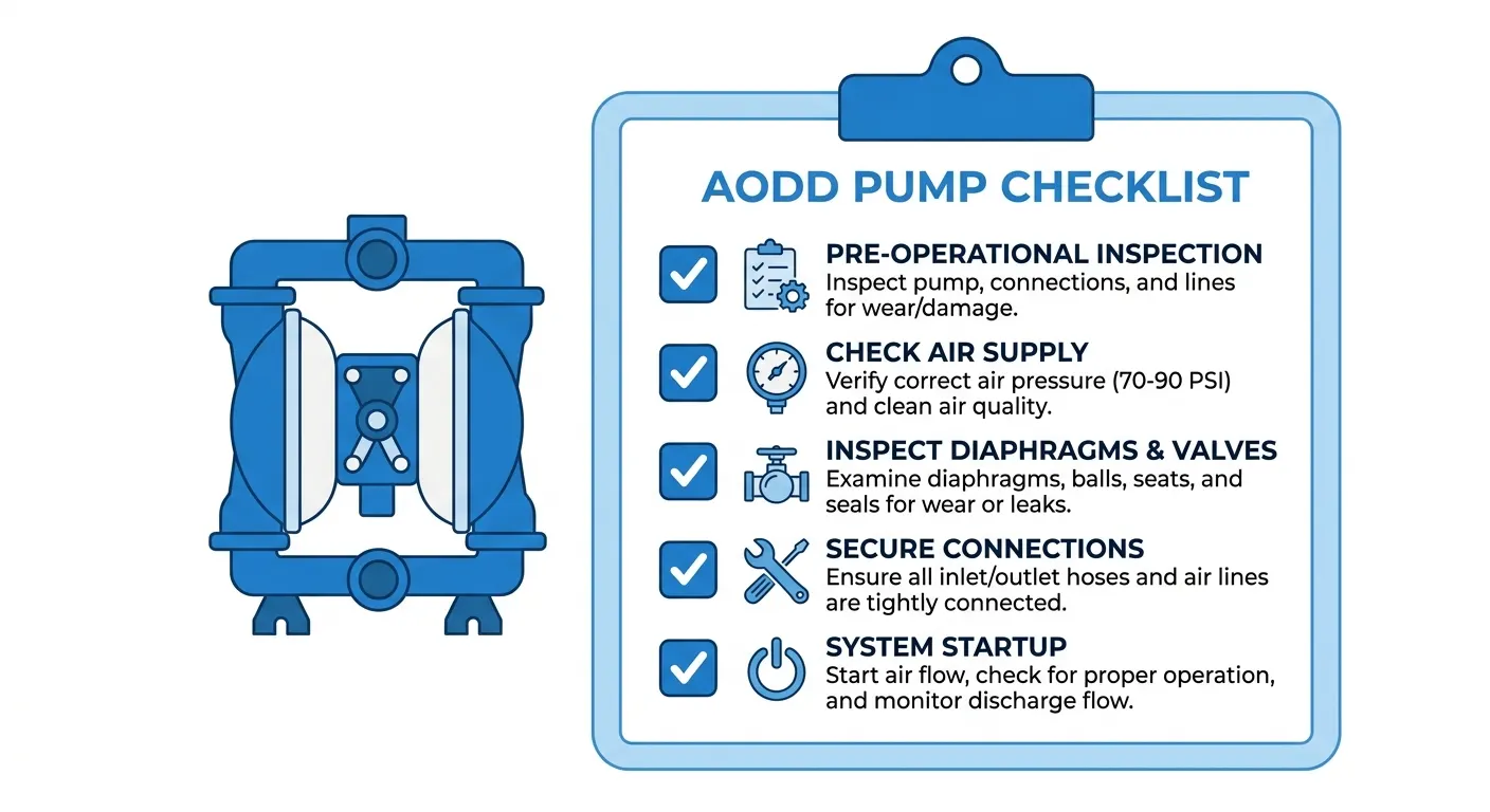 Checklist graphic for selecting the right AODD pump for your industry