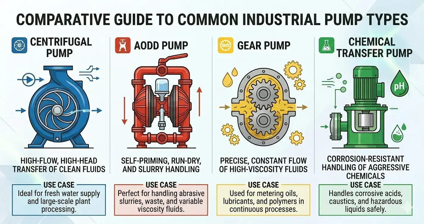 Pump type selection guide for industrial applications