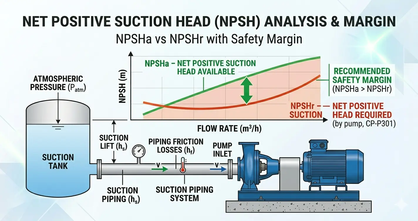 NPSH diagram for pump cavitation prevention in industrial pump specification